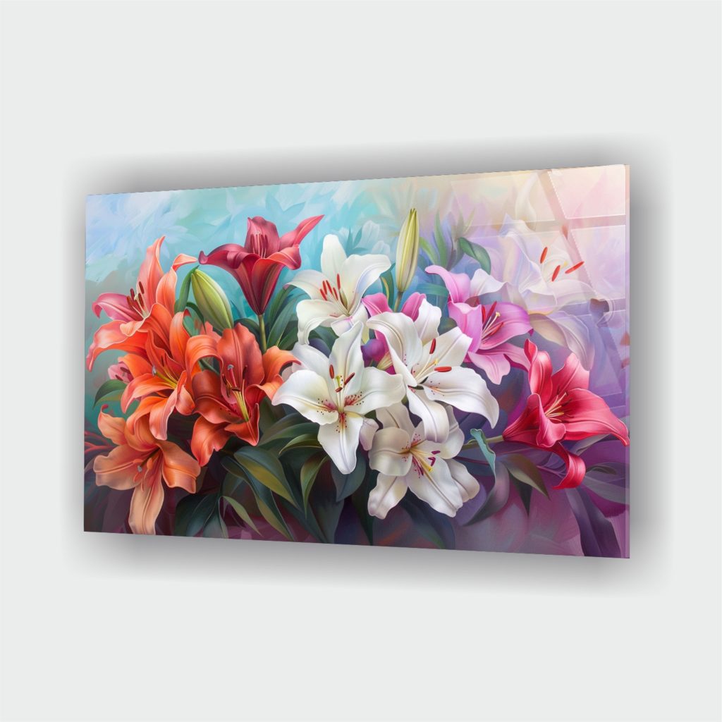 Alternative view of Renkli Zambaklar Cam Tablo 2