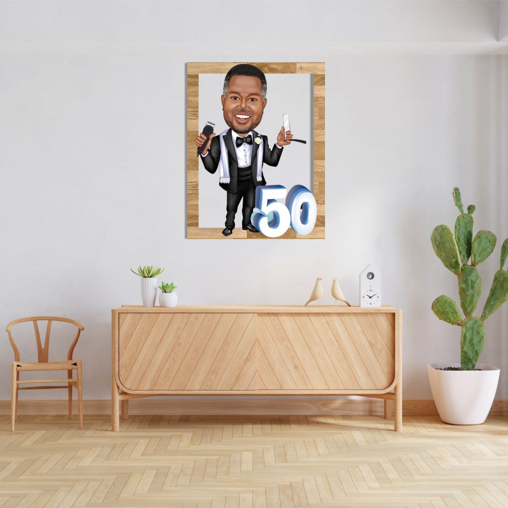 Erkek 50 Yaş Doğum Günü Karikatürlü Ahşap Tablo 4 - Görsel 2