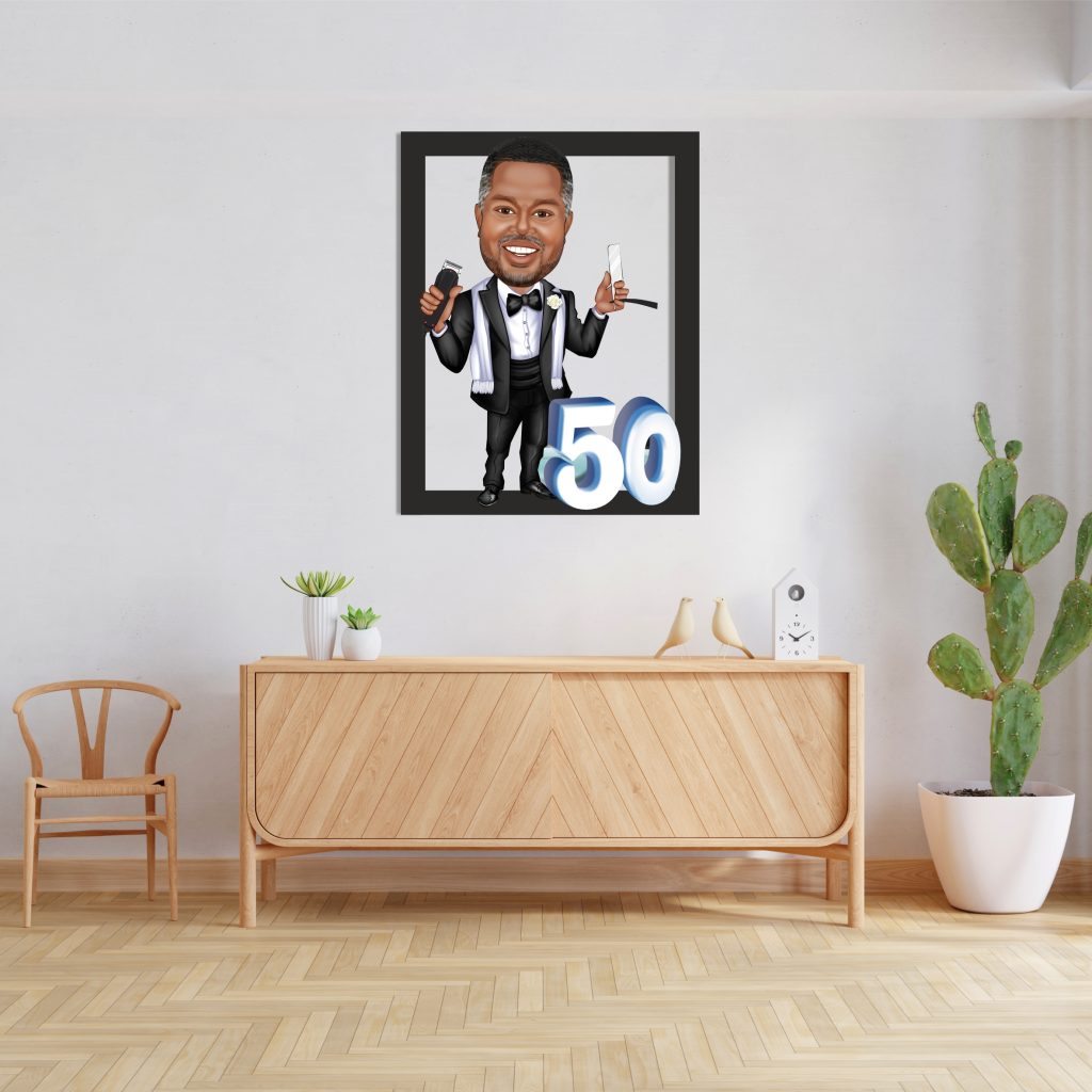 Erkek 50 Yaş Doğum Günü Karikatürlü Ahşap Tablo 4 - Görsel 4
