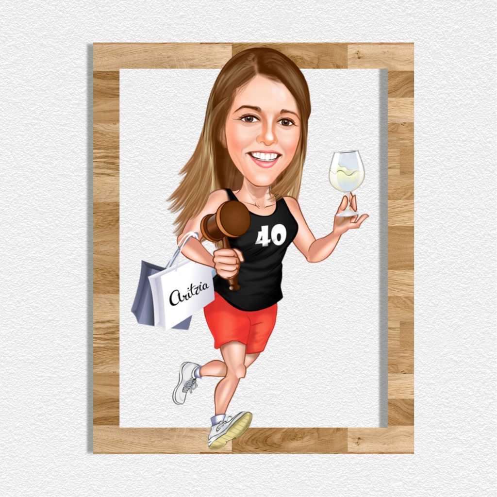 Avukat Kızın 40 yaş Doğum Günü Karikatürlü Ahşap Tablo 6