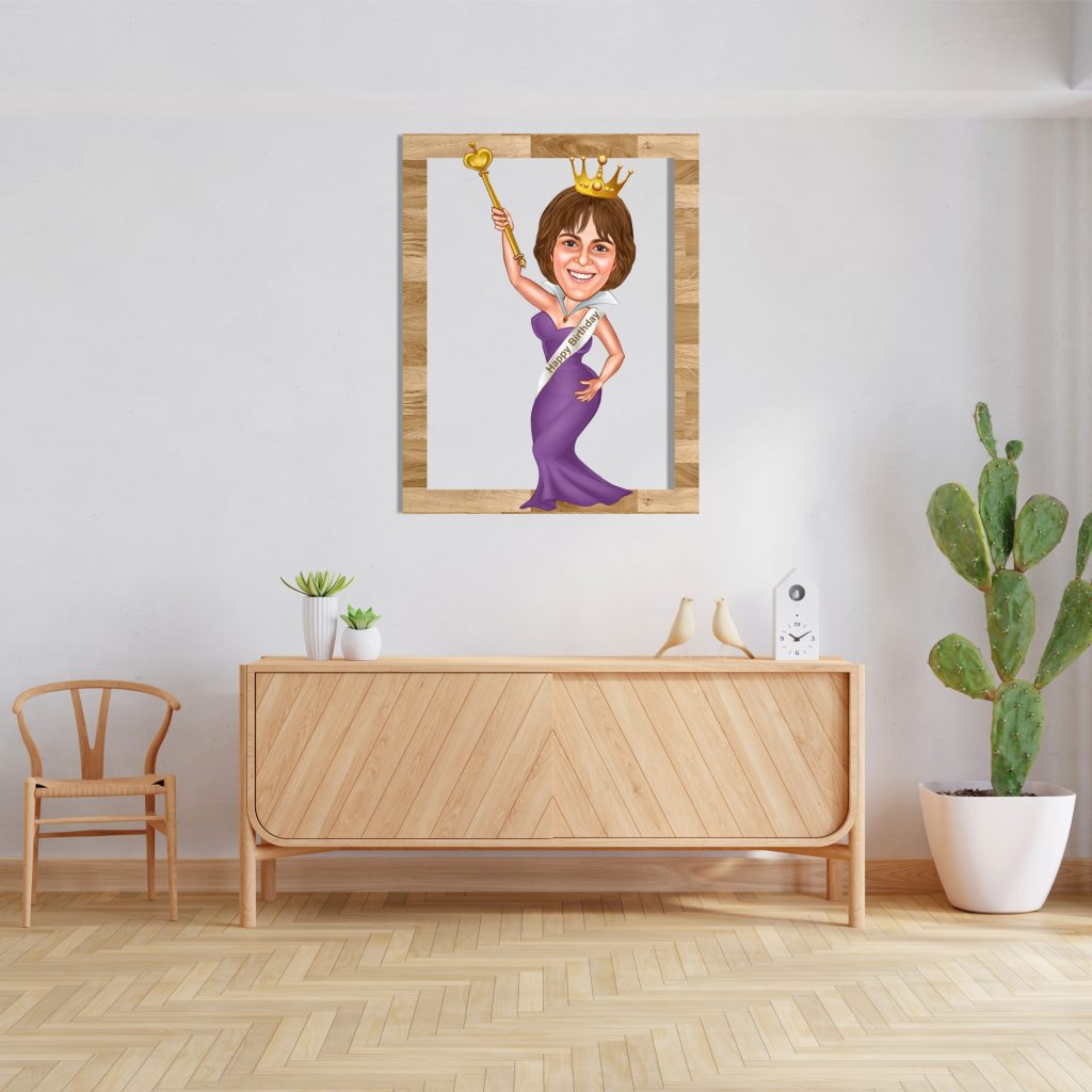 Alternative view of Kız Doğum Günü Kutlaması Karikatürlü Ahşap Tablo 5