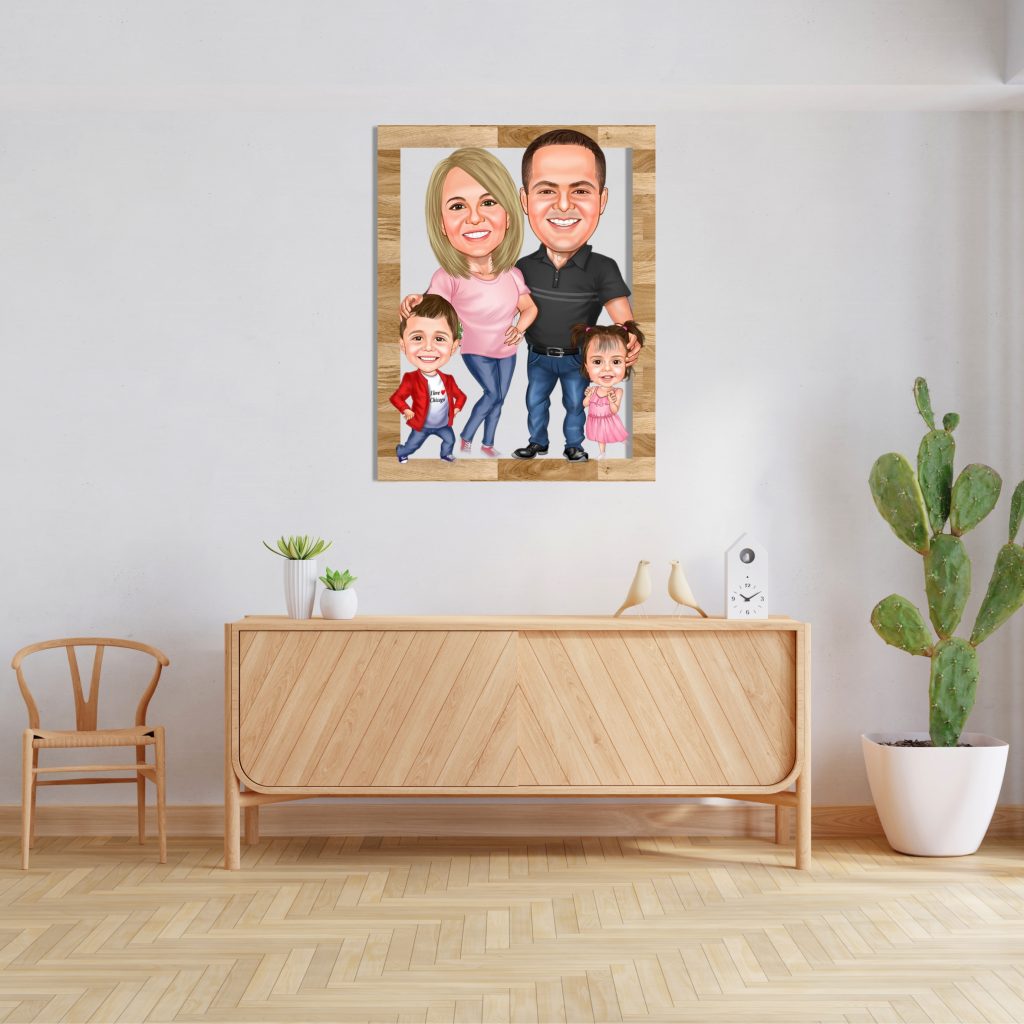 Alternative view of Aile Karikatürlü Ahşap Tablo 3
