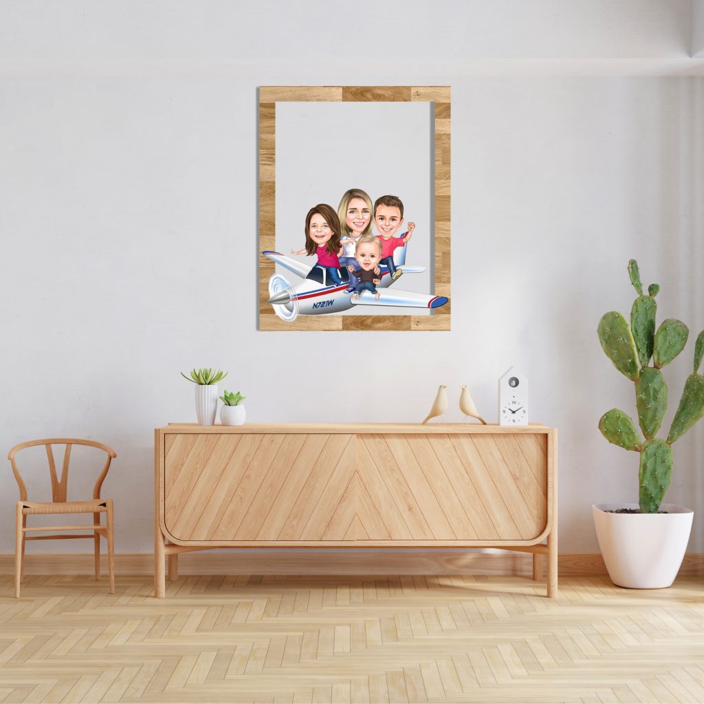 Alternative view of Aile Karikatürlü Ahşap Tablo 32