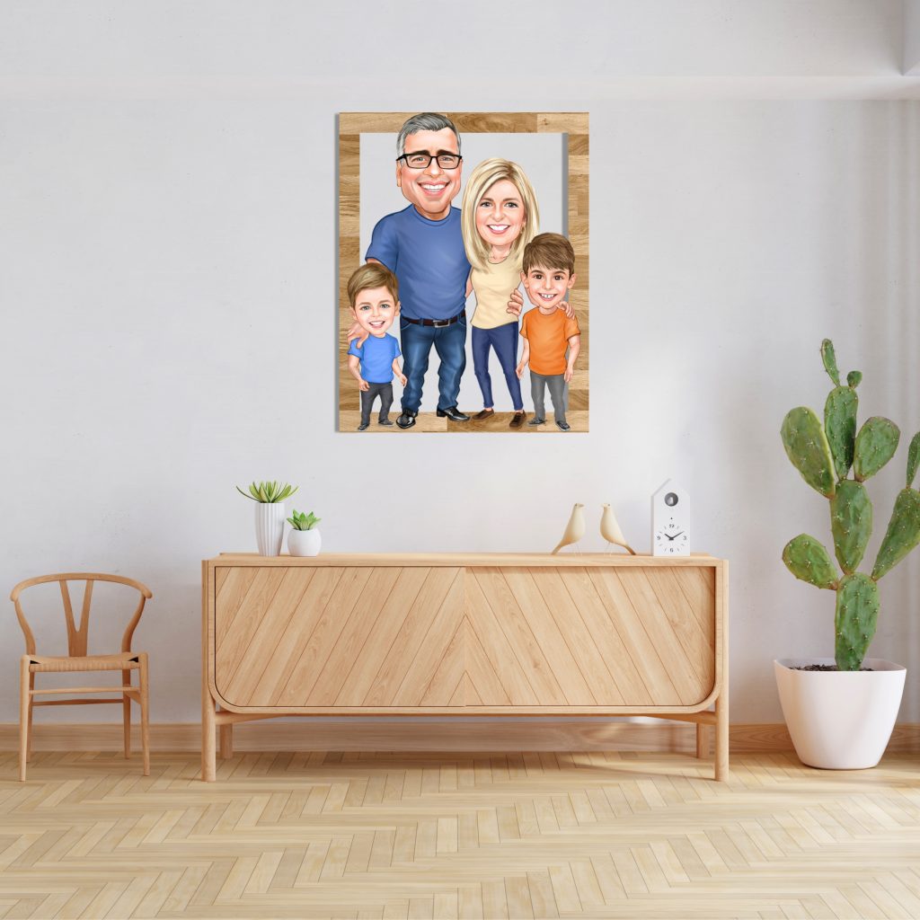 Alternative view of Aile Karikatürlü Ahşap Tablo 4