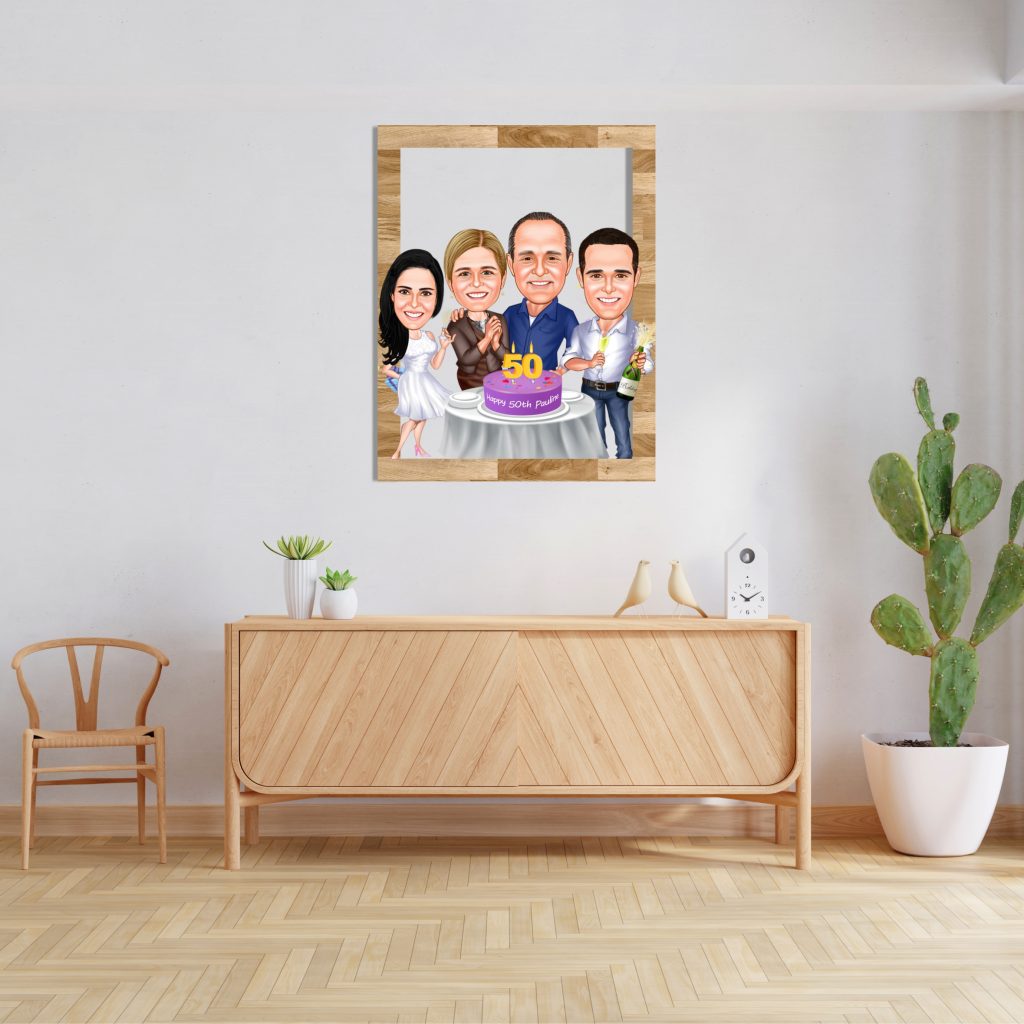 Alternative view of Aile Karikatürlü Ahşap Tablo 6