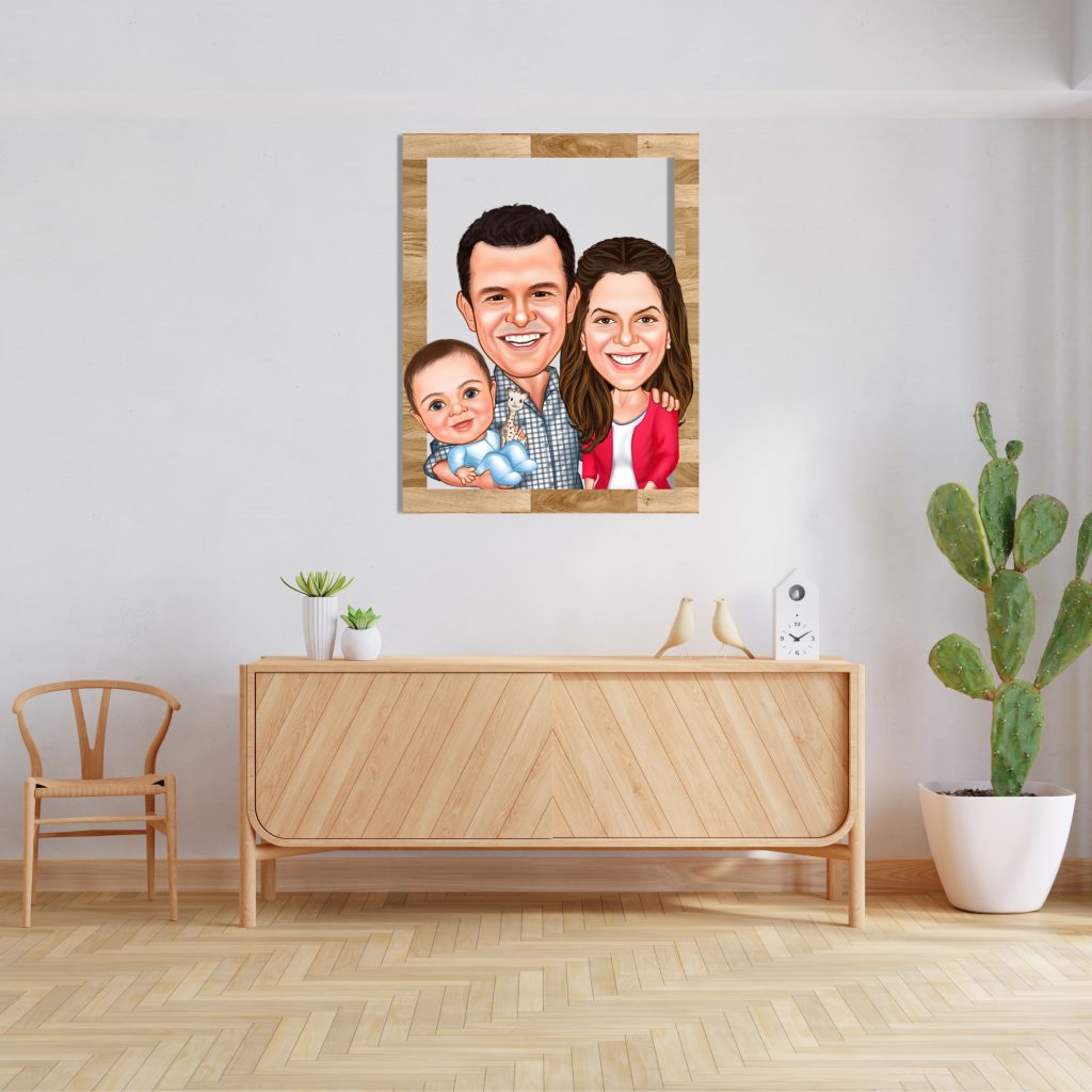 Alternative view of Aile Karikatürlü Ahşap Tablo 8