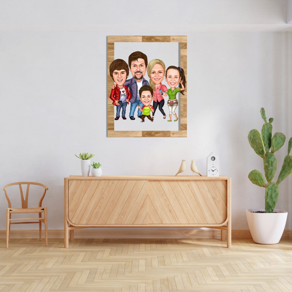 Alternative view of Aile Karikatürlü Ahşap Tablo 9