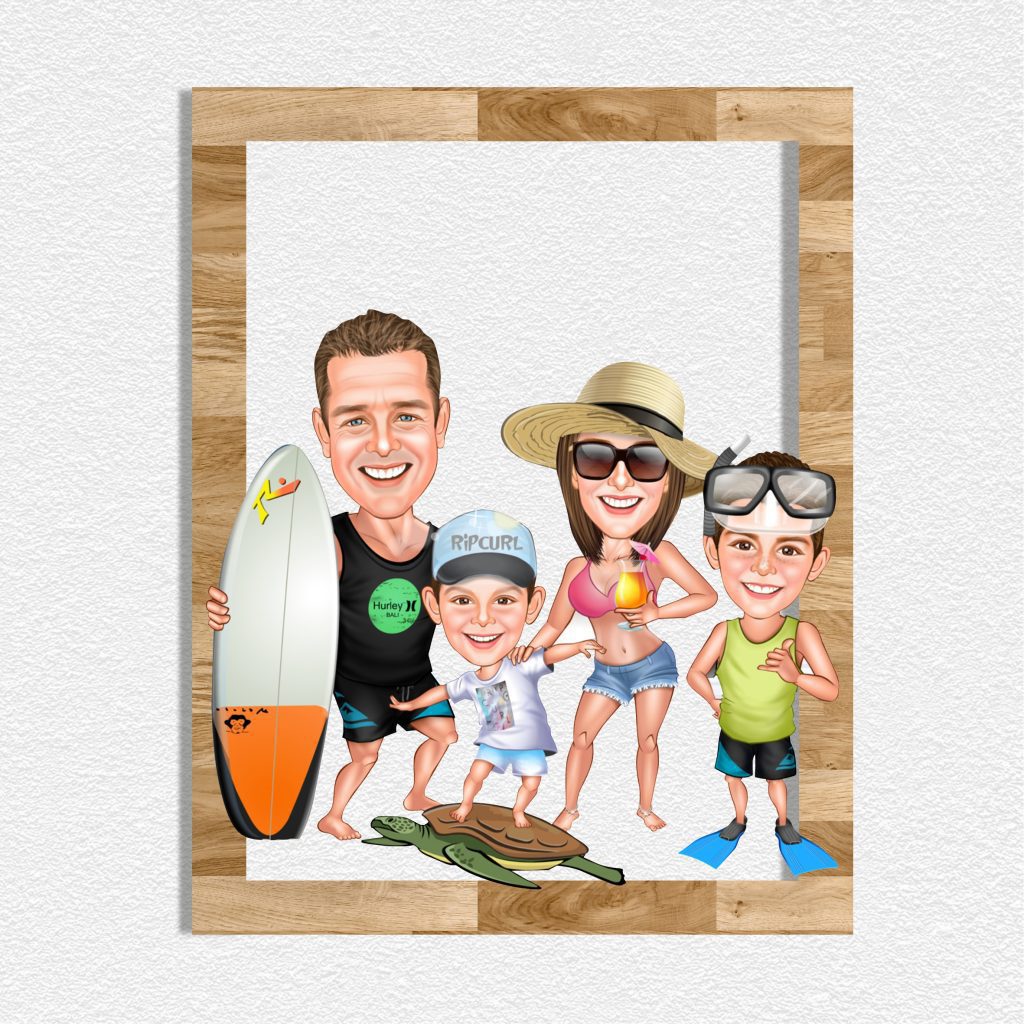 Aile Karikatürlü Ahşap Tablo 29