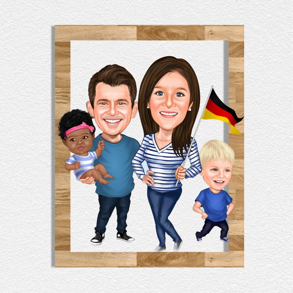 Aile Karikatürlü Ahşap Tablo 30