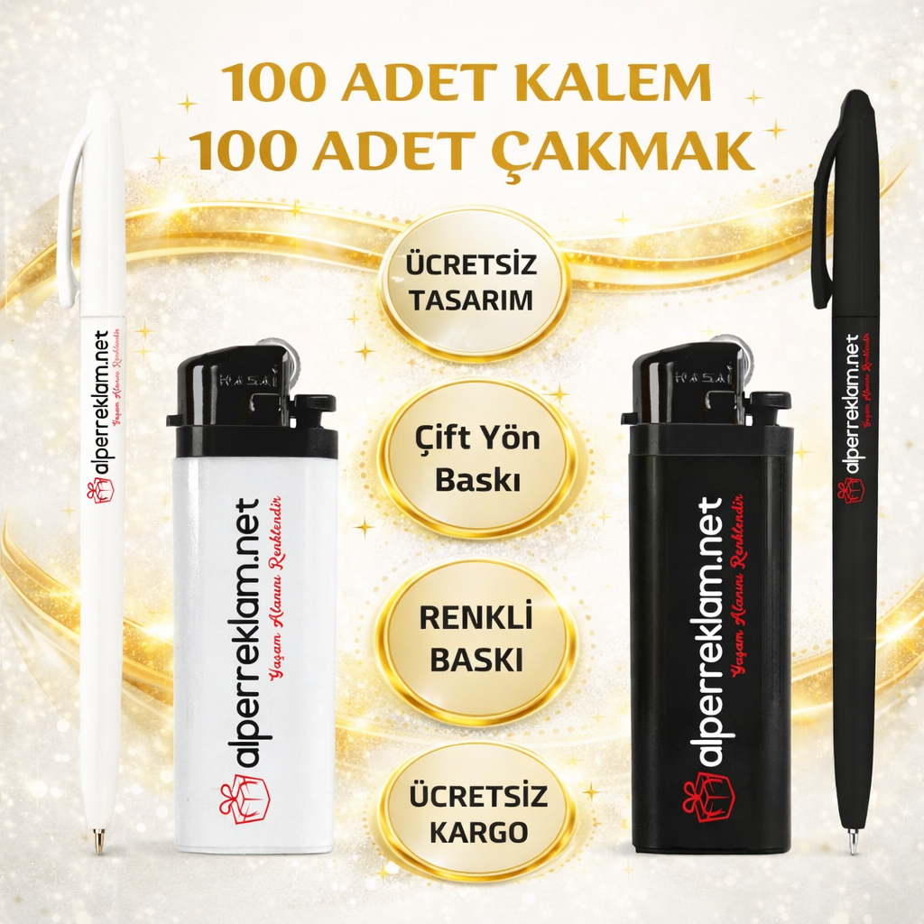 Promosyonn 100 Çakmak ve 100 Kalem Seti