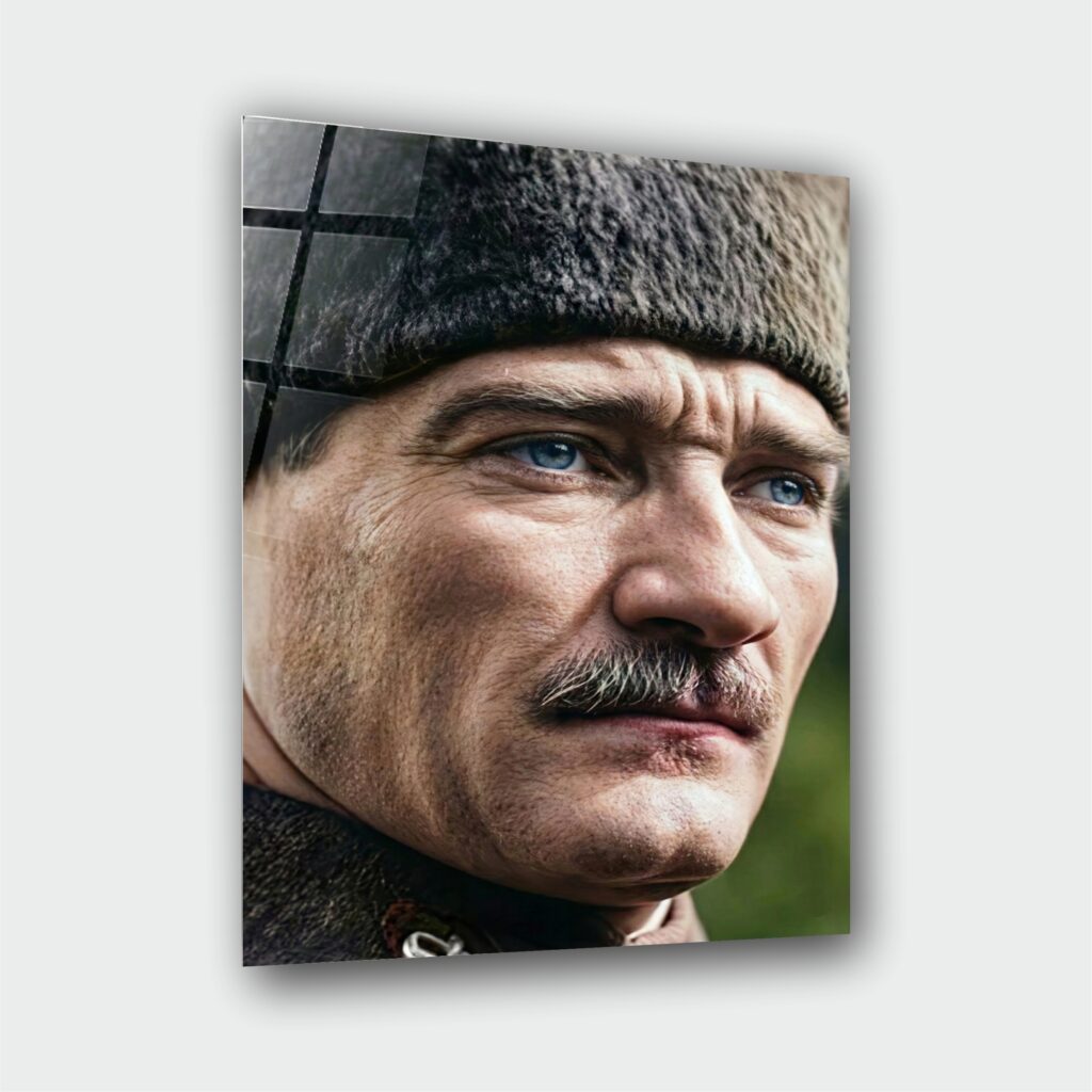 Alternative view of Atatürk Portre Cam Tablo – Çerçevesiz UV Baskı – Model 12