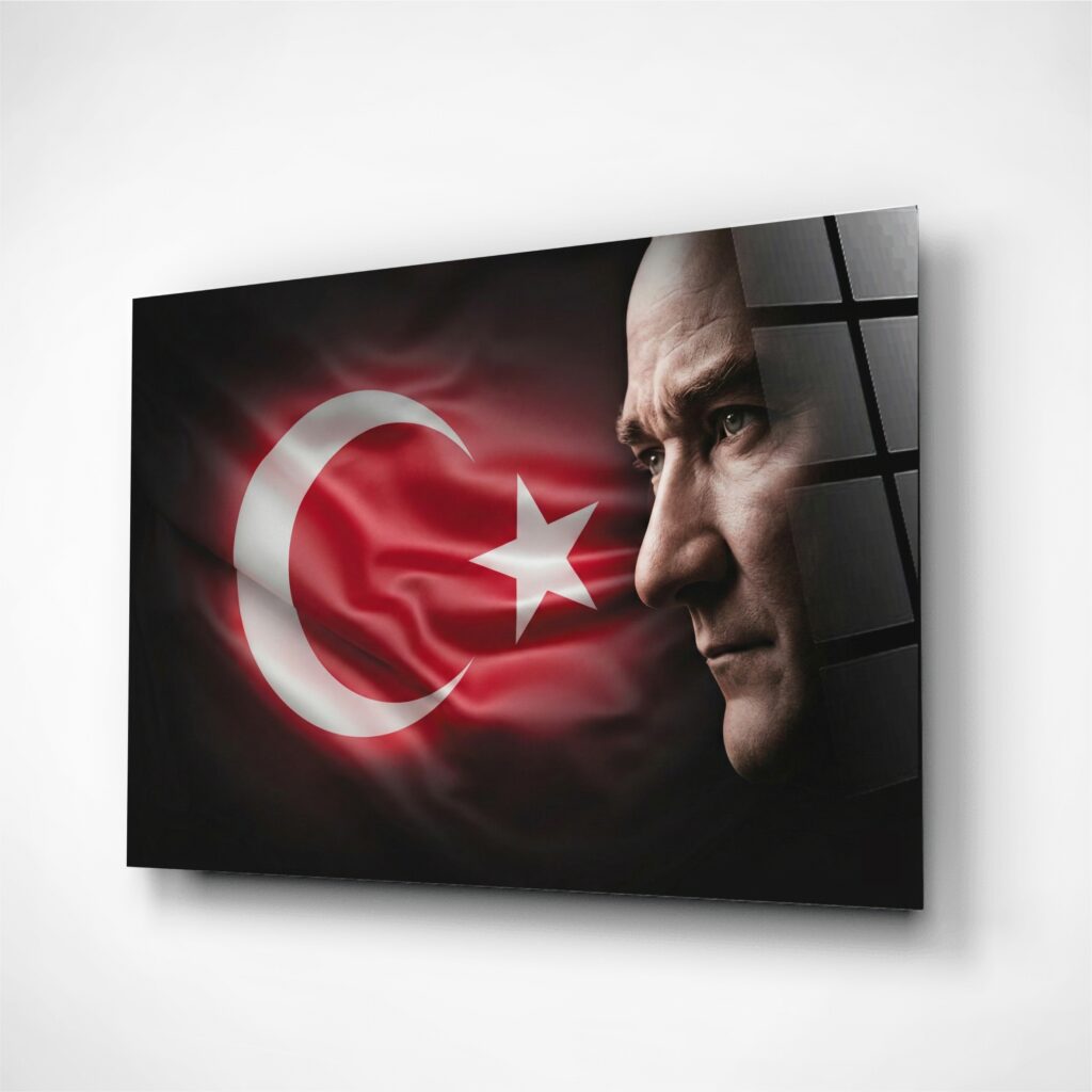 Atatürk Portre Cam Tablo – Çerçevesiz UV Baskı – Model 13