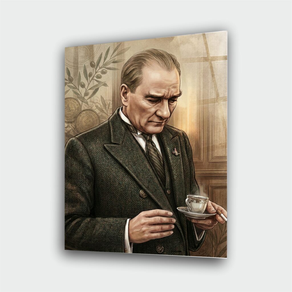 Alternative view of Atatürk Portre Cam Tablo – Çerçevesiz UV Baskı – Model 3