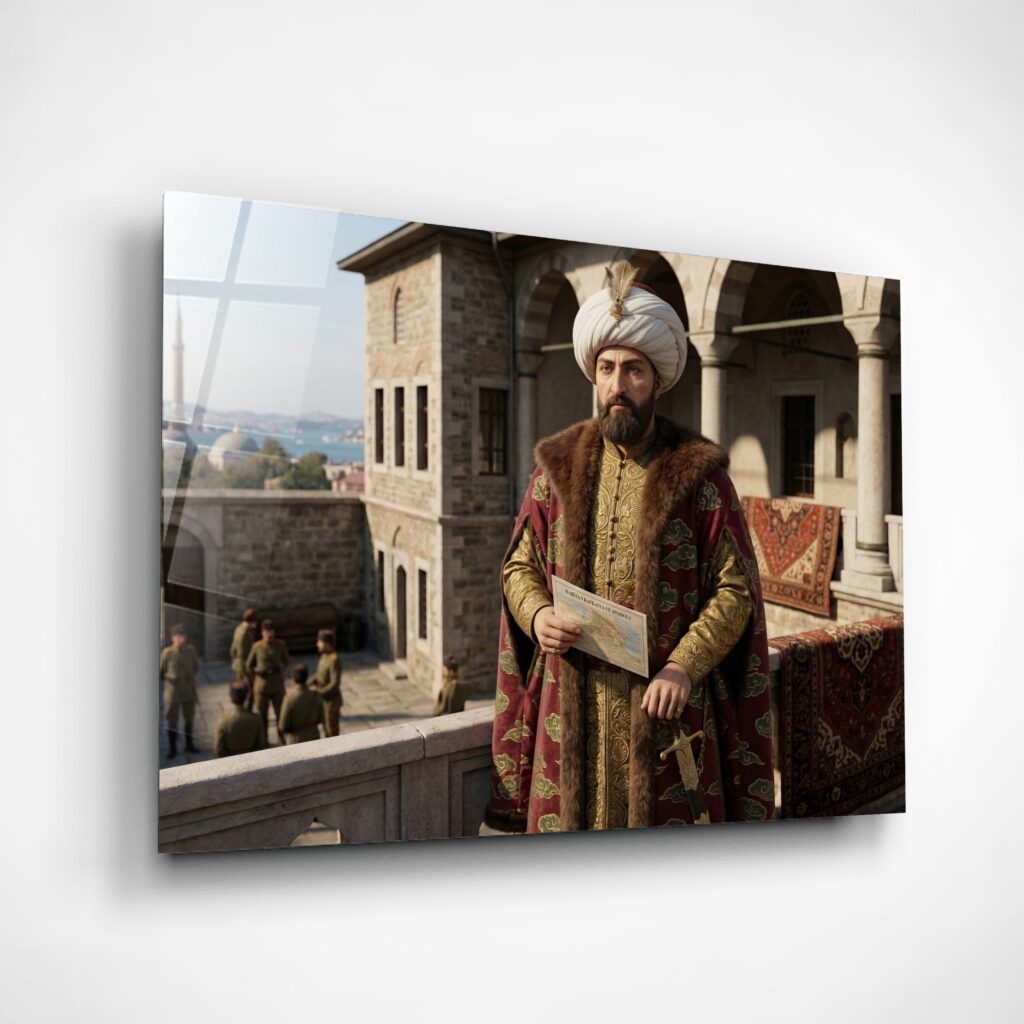 Alternative view of Fatih Sultan Mehmet Cam Tablo – Çerçevesiz UV Baskı – Model 20
