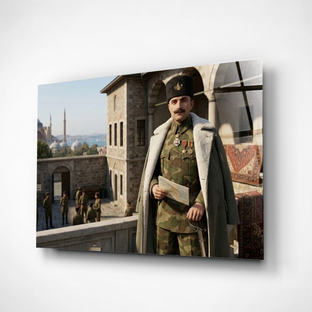 İsmet İnönü Portre Cam Tablo – Çerçevesiz UV Baskı – Model 21