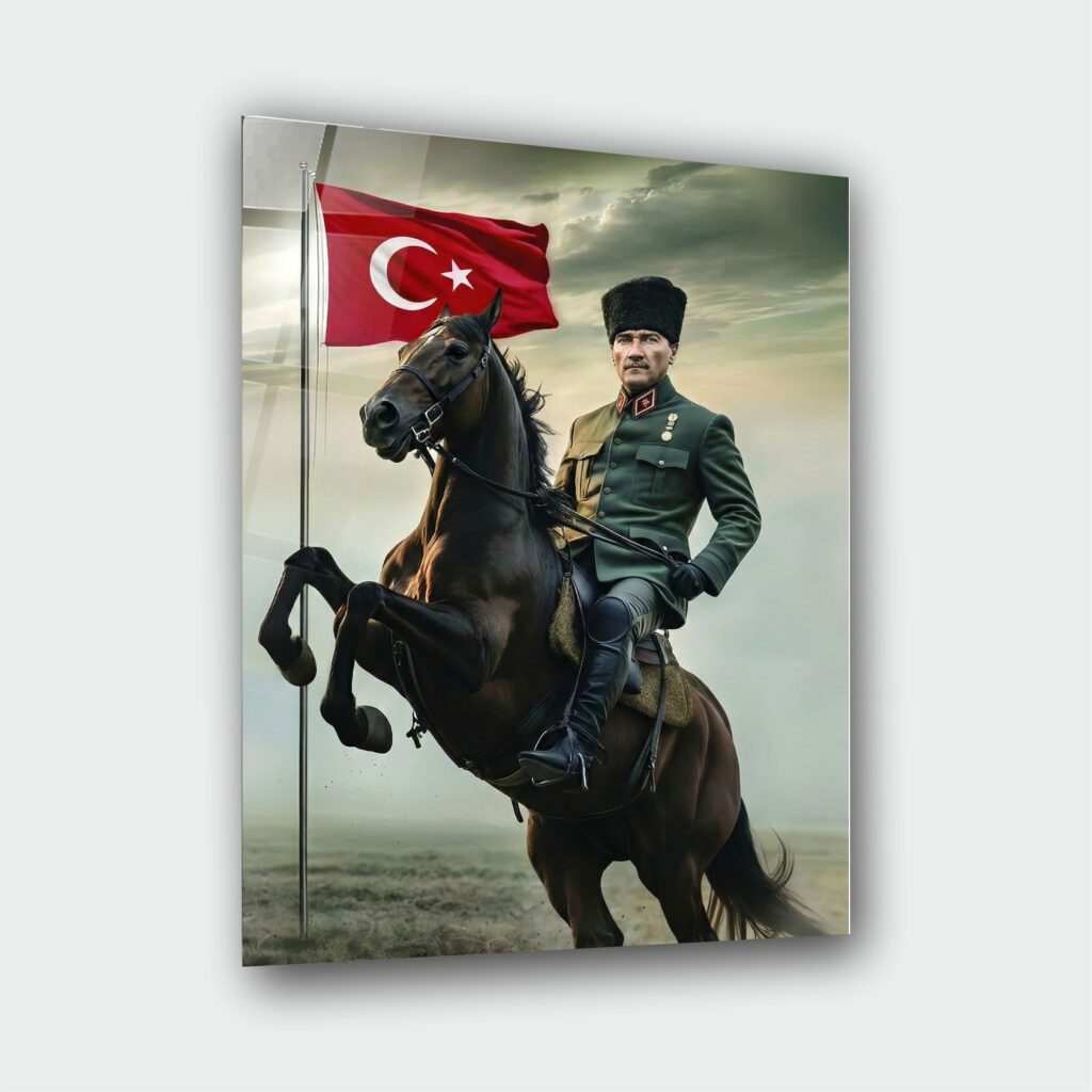 Alternative view of Atatürk Portre Cam Tablo – Çerçevesiz UV Baskı – Model 8