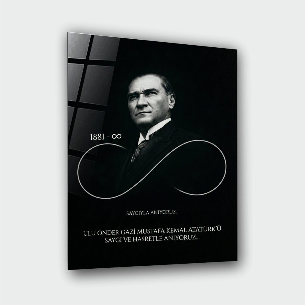 Alternative view of Atatürk Portre Cam Tablo – Çerçevesiz UV Baskı – Model 9