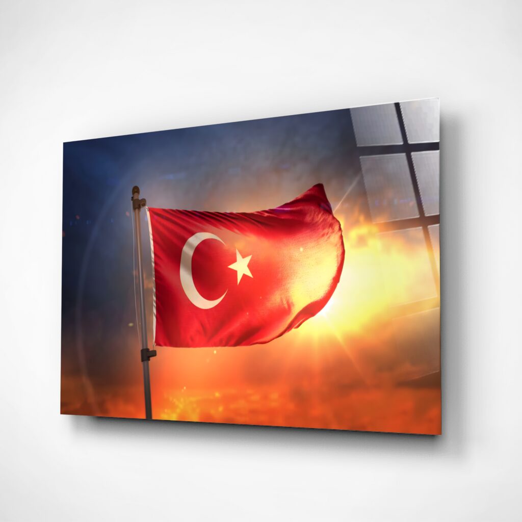 Türk Bayrağı Cam Tablo – Çerçevesiz UV Baskı – Model 28