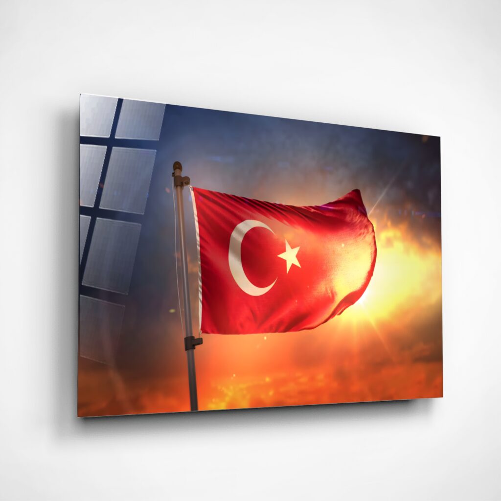 Alternative view of Türk Bayrağı Cam Tablo – Çerçevesiz UV Baskı – Model 28