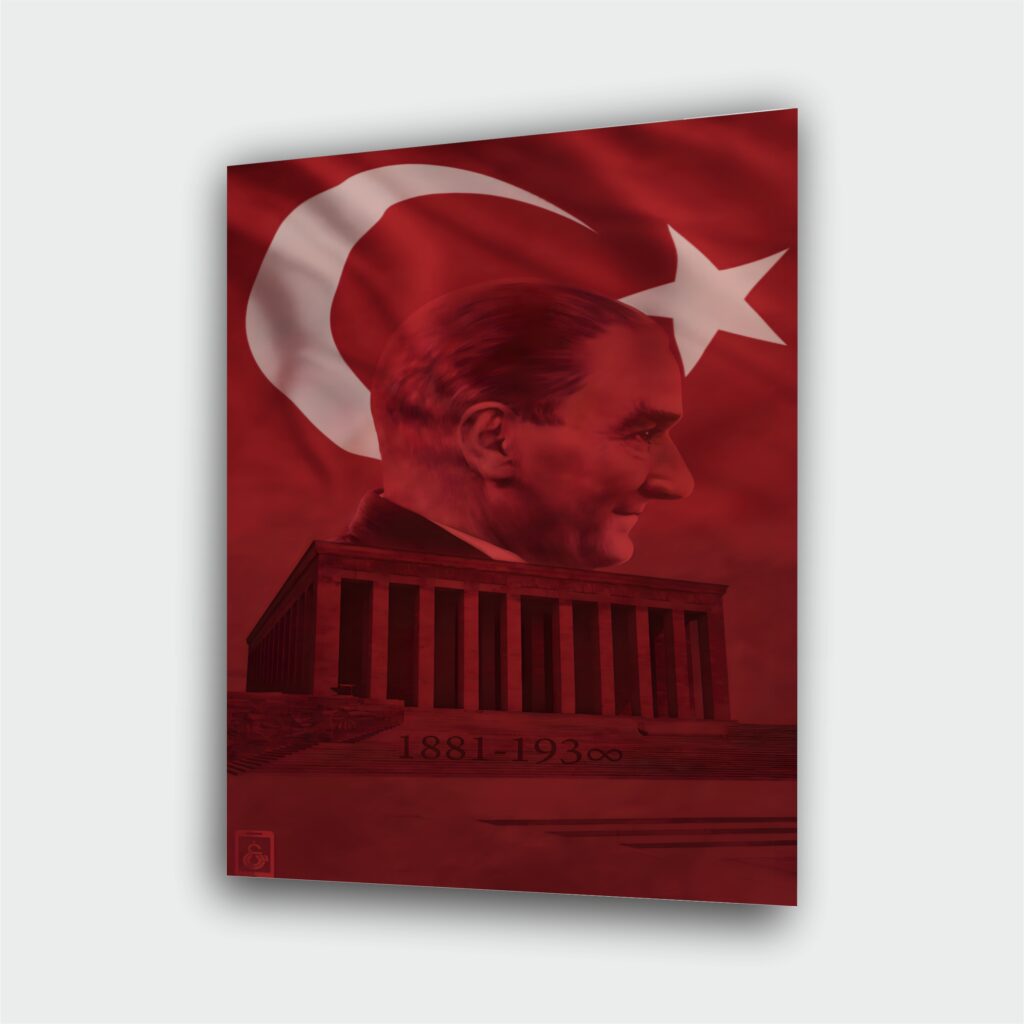 Atatürk Portre Cam Tablo – Çerçevesiz UV Baskı – Model 29