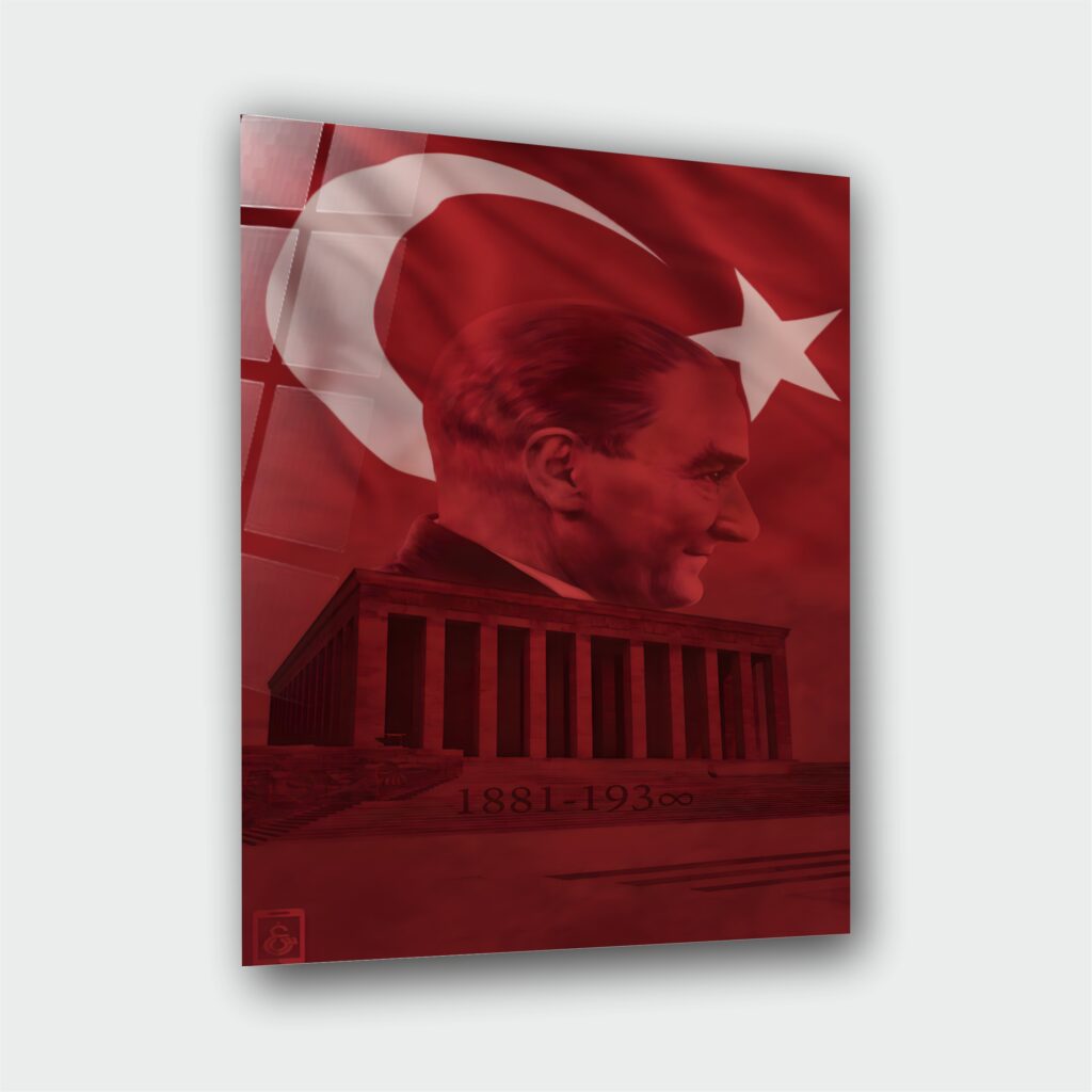 Alternative view of Atatürk Portre Cam Tablo – Çerçevesiz UV Baskı – Model 29