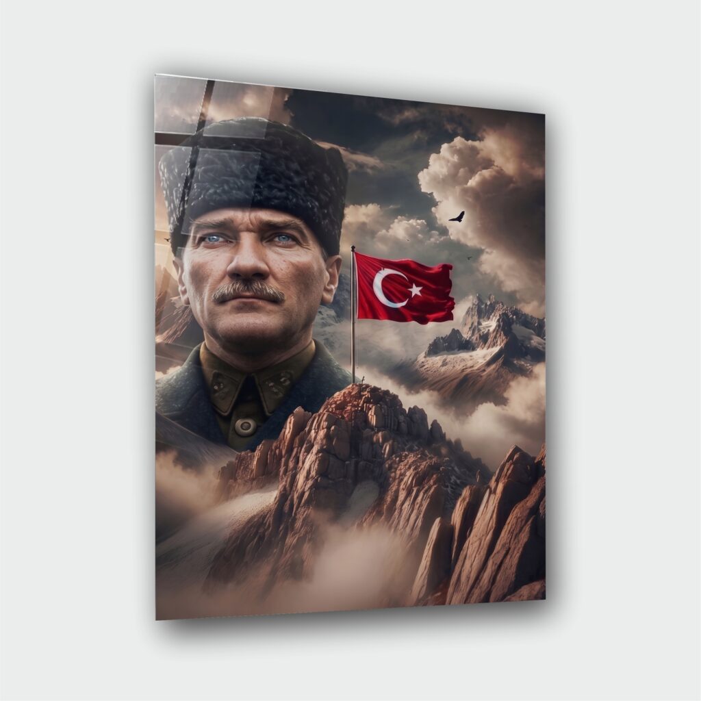 Alternative view of Atatürk Portre Cam Tablo – Çerçevesiz UV Baskı – Model 20