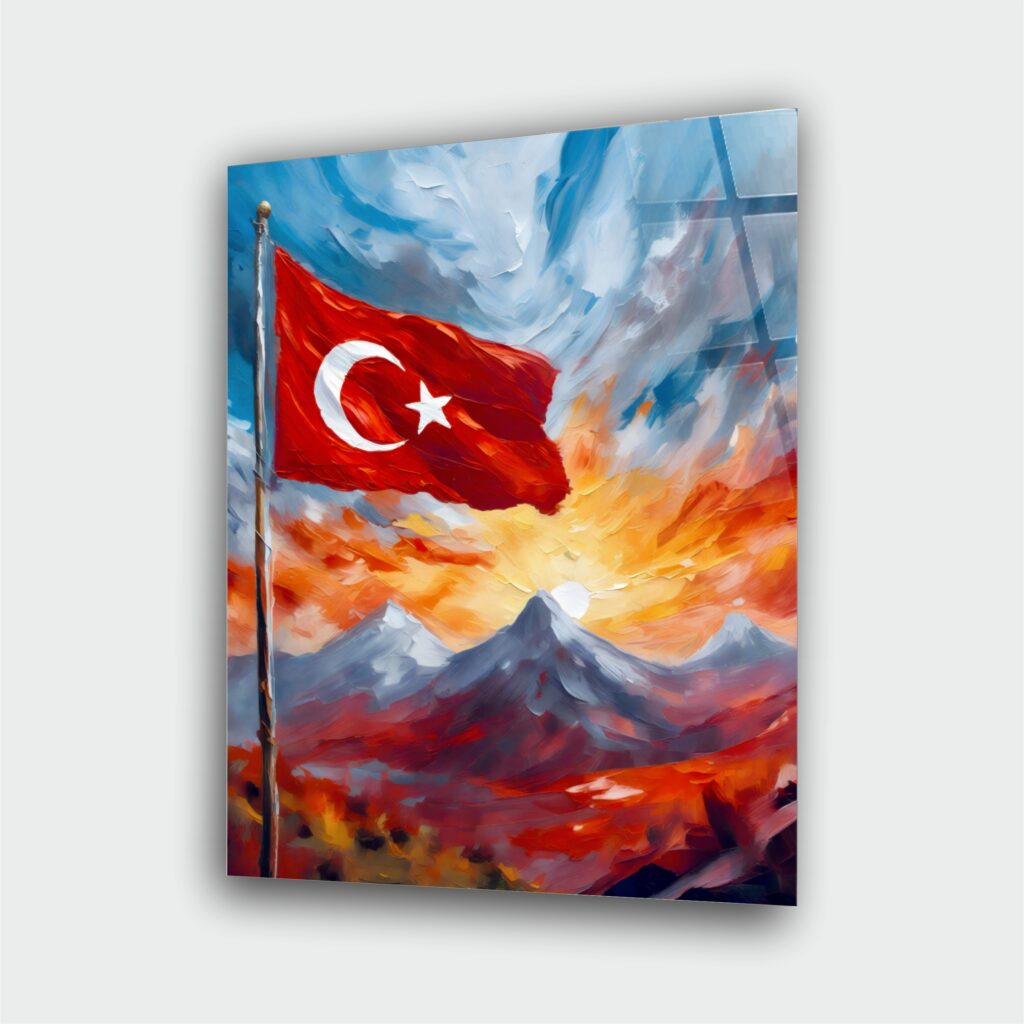 Türk Bayrağı Cam Tablo – Çerçevesiz UV Baskı – Model 31