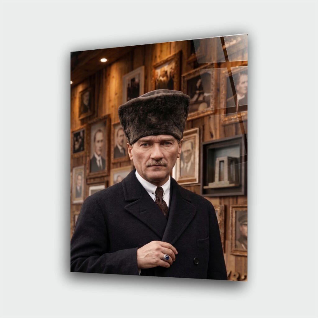 Atatürk Portre Cam Tablo – Çerçevesiz UV Baskı – Model 33