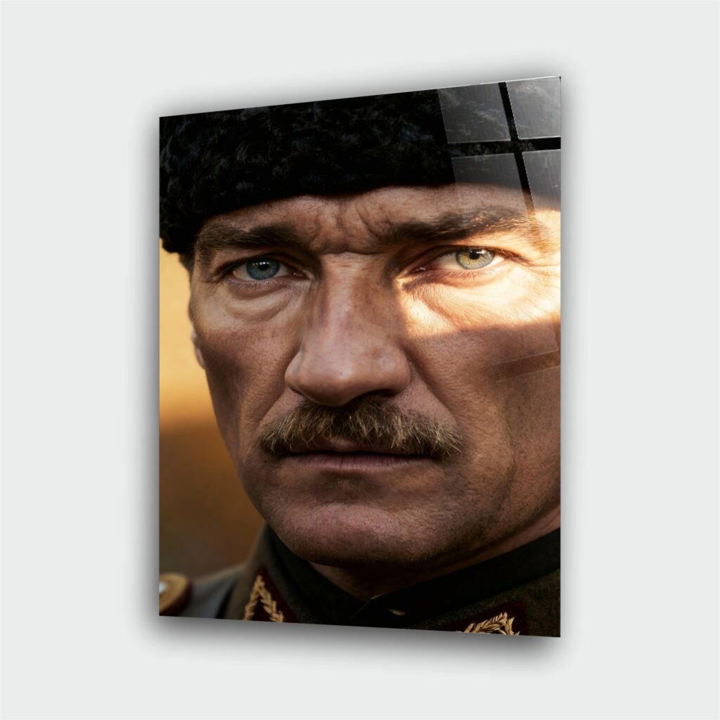 Atatürk Portre Cam Tablo – Çerçevesiz UV Baskı – Model 35