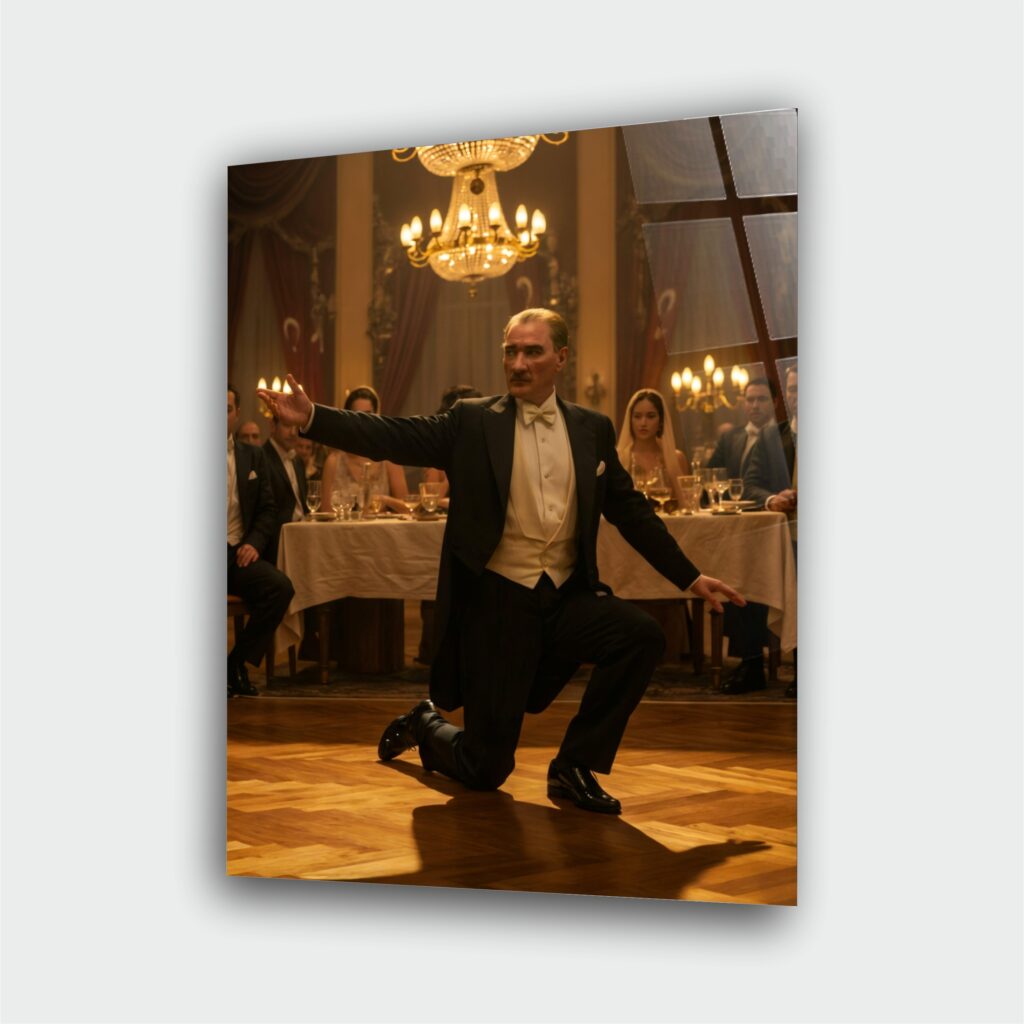 Atatürk Portre Cam Tablo – Çerçevesiz UV Baskı – Model 36