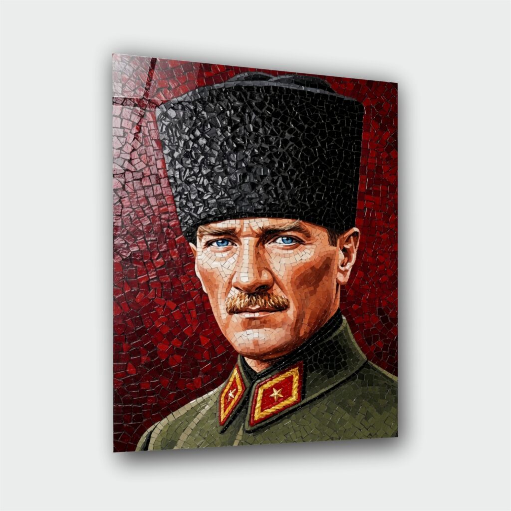 Atatürk Portre Cam Tablo – Çerçevesiz UV Baskı – Model 21