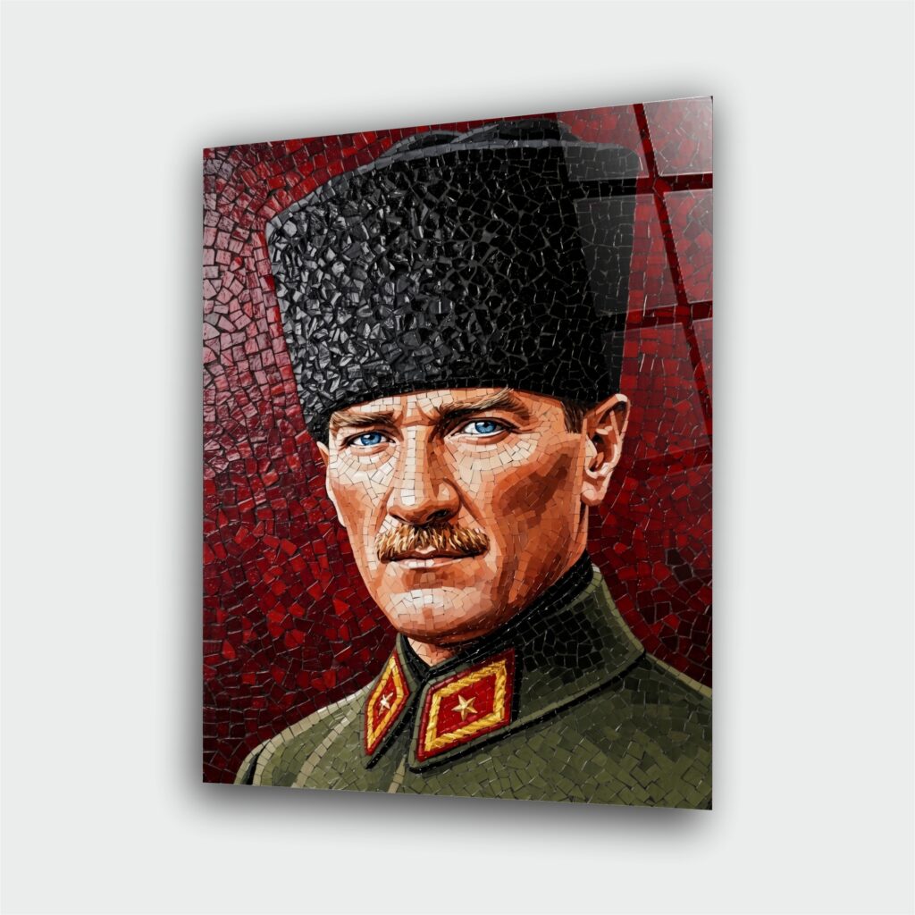 Alternative view of Atatürk Portre Cam Tablo – Çerçevesiz UV Baskı – Model 21