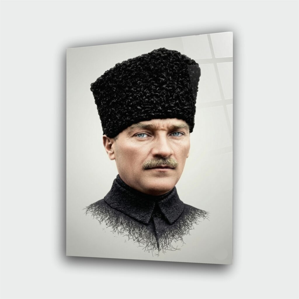 Atatürk Portre Cam Tablo – Çerçevesiz UV Baskı – Model 23