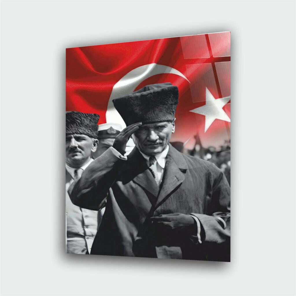 Atatürk Portre Cam Tablo – Çerçevesiz UV Baskı – Model 47