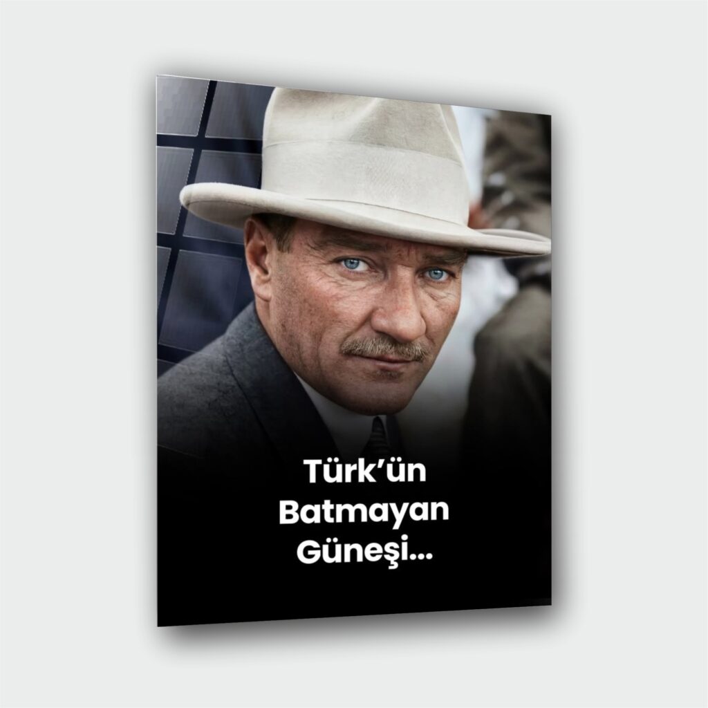 Alternative view of Atatürk Portre Cam Tablo – Çerçevesiz UV Baskı – Model 24