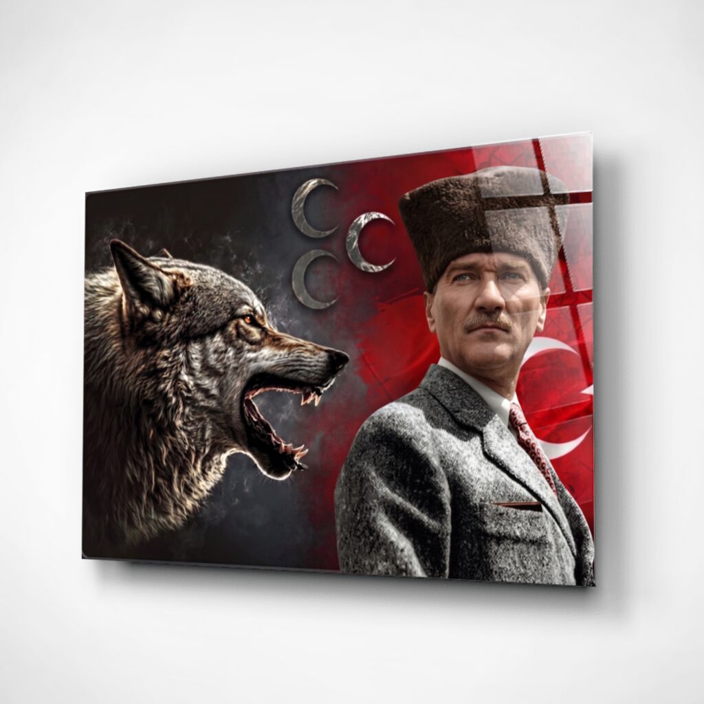 Atatürk Portre Cam Tablo – Çerçevesiz UV Baskı – Model 26